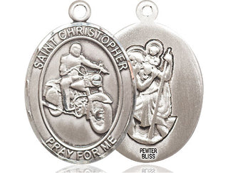 Pewter Saint Christopher Motorcycle Medal