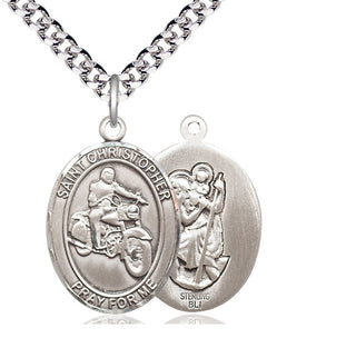Sterling Silver Saint Christopher Motorcycle Medal Catholic Jewelry