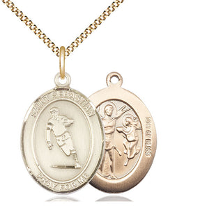 14kt Gold Filled Saint Sebastian Rugby Medal Catholic Jewelry