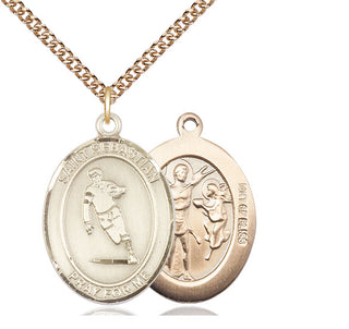 14kt Gold Filled Saint Sebastian Rugby Medal Catholic Jewelry