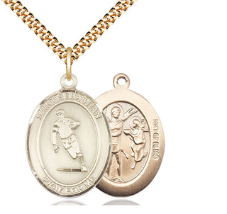 14kt Gold Filled Saint Sebastian Rugby Medal Catholic Jewelry