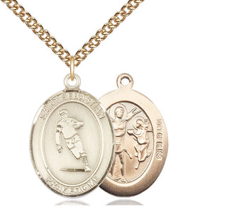 14kt Gold Filled Saint Sebastian Rugby Medal Catholic Jewelry