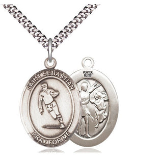 Pewter Saint Sebastian Rugby Medal Catholic Jewelry