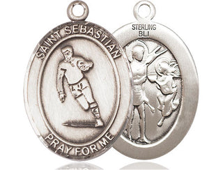 Sterling Silver Saint Sebastian Rugby Medal Catholic Jewelry
