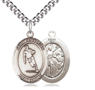 Sterling Silver Saint Sebastian Rugby Medal Catholic Jewelry