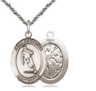 Sterling Silver Saint Sebastian Rugby Medal Catholic Jewelry