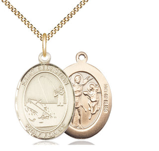 14kt Gold Filled Saint Sebastian Fishing Medal Catholic Jewelry