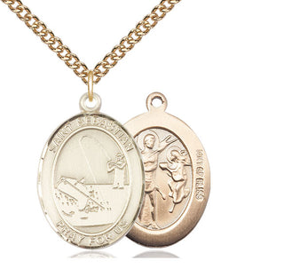14kt Gold Filled Saint Sebastian Fishing Medal Catholic Jewelry