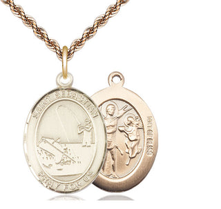 14kt Gold Filled Saint Sebastian Fishing Medal Catholic Jewelry