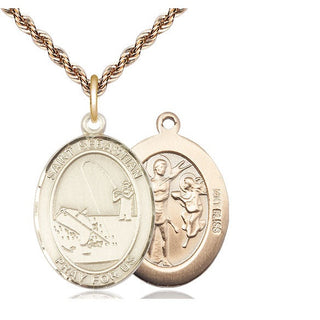14kt Gold Saint Sebastian Fishing Medal