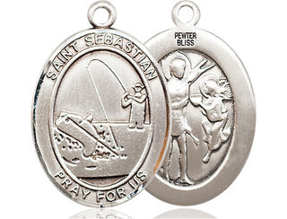 Pewter Saint Sebastian Fishing Medal