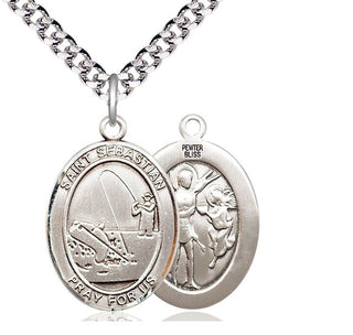 Pewter Saint Sebastian Fishing Medal Catholic Jewelry