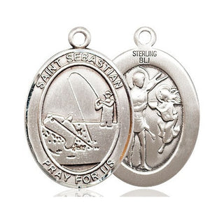 Sterling Silver Saint Sebastian Fishing Medal Catholic Jewelry