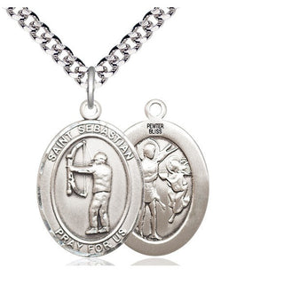 Pewter Saint Sebastian Archery Medal Catholic Jewelry