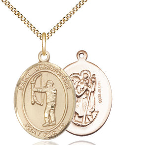 14kt Gold Filled Saint Christopher Archery Medal Catholic Jewelry