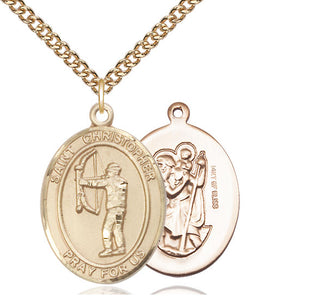 14kt Gold Filled Saint Christopher Archery Medal Catholic Jewelry