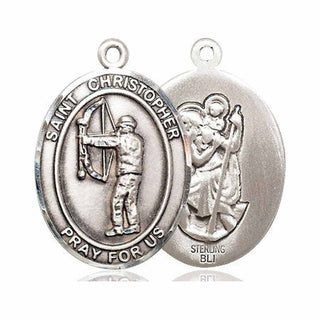 Sterling Silver Saint Christopher Archery Medal Catholic Jewelry