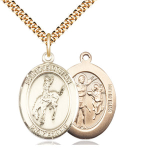 14kt Gold Filled Saint Sebastian Rodeo Medal Catholic Jewelry