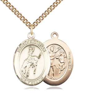 14kt Gold Filled Saint Sebastian Rodeo Medal Catholic Jewelry