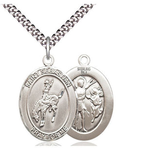 Sterling Silver Saint Sebastian Rodeo Medal Catholic Jewelry