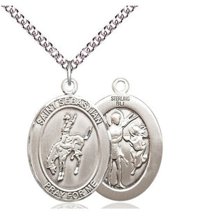 Sterling Silver Saint Sebastian Rodeo Medal Catholic Jewelry