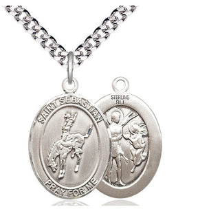 Sterling Silver Saint Sebastian Rodeo Medal Catholic Jewelry