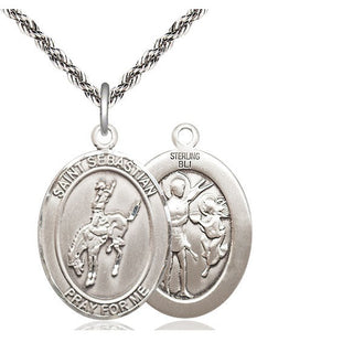 Sterling Silver Saint Sebastian Rodeo Medal Catholic Jewelry