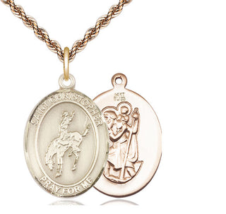 14kt Gold Saint Christopher Rodeo Medal
