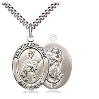 Sterling Silver Saint Christopher Rodeo Medal Catholic Jewelry