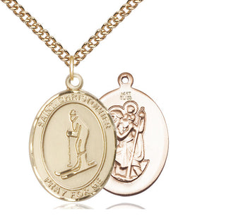 14kt Gold Saint Christopher Skiing Medal