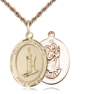 14kt Gold Saint Christopher Skiing Medal