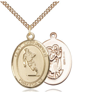 14kt Gold Filled Saint Christopher Rugby Medal Catholic Jewelry