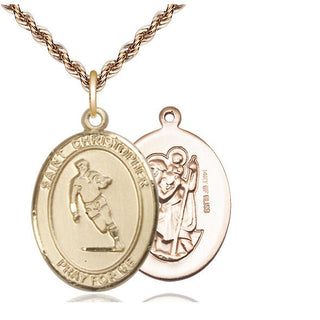 14kt Gold Filled Saint Christopher Rugby Medal Catholic Jewelry