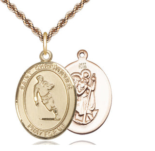14kt Gold Saint Christopher Rugby Medal