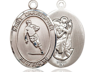 Sterling Silver Saint Christopher Rugby Medal Catholic Jewelry
