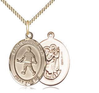 14kt Gold Filled Saint Christopher Field Hockey Medal Catholic Jewelry