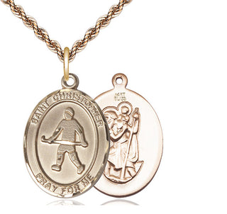14kt Gold Saint Christopher Field Hockey Medal