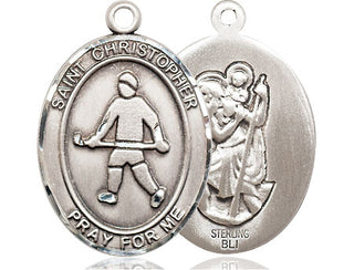 Sterling Silver Saint Christopher Field Hockey Medal Catholic Jewelry