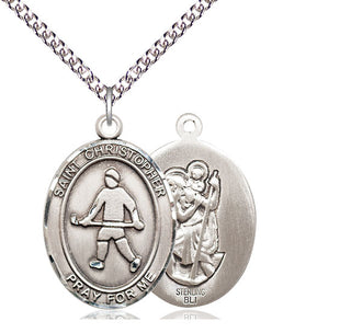 Sterling Silver Saint Christopher Field Hockey Medal Catholic Jewelry