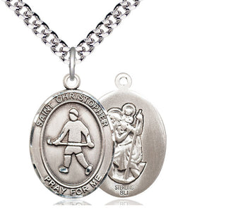 Sterling Silver Saint Christopher Field Hockey Medal Catholic Jewelry