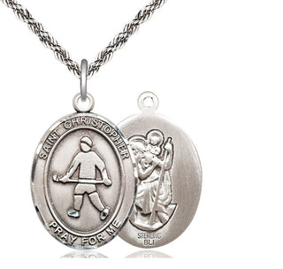 Sterling Silver Saint Christopher Field Hockey Medal Catholic Jewelry