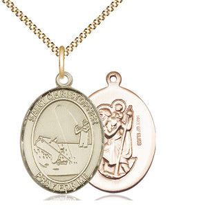 14kt Gold Filled Saint Christopher Fishing Medal Catholic Jewelry