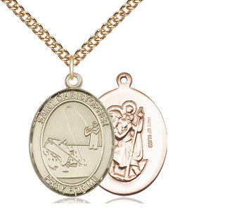 14kt Gold Filled Saint Christopher Fishing Medal Catholic Jewelry