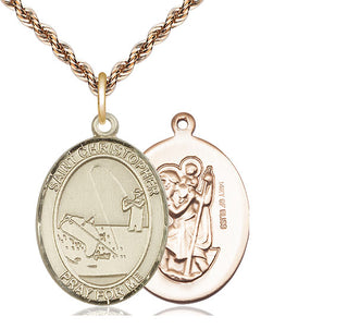 14kt Gold Filled Saint Christopher Fishing Medal Catholic Jewelry
