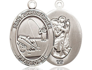 Pewter Saint Christopher Fishing Medal