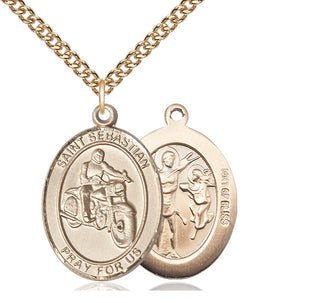 14kt Gold Filled Saint Sebastian Motorcycle Medal Catholic Jewelry