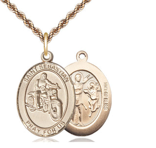 14kt Gold Filled Saint Sebastian Motorcycle Medal Catholic Jewelry