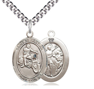 Pewter Saint Sebastian Motorcycle Medal Catholic Jewelry