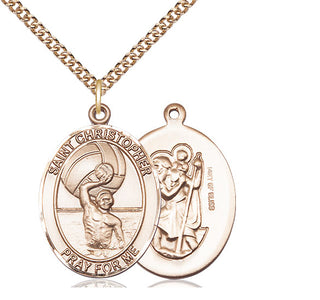 14kt Gold Filled Saint Christopher Water Polo-Men Medal Catholic Jewelry