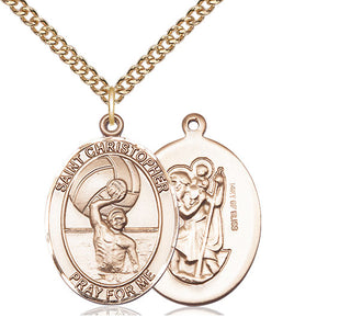 14kt Gold Filled Saint Christopher Water Polo-Men Medal Catholic Jewelry
